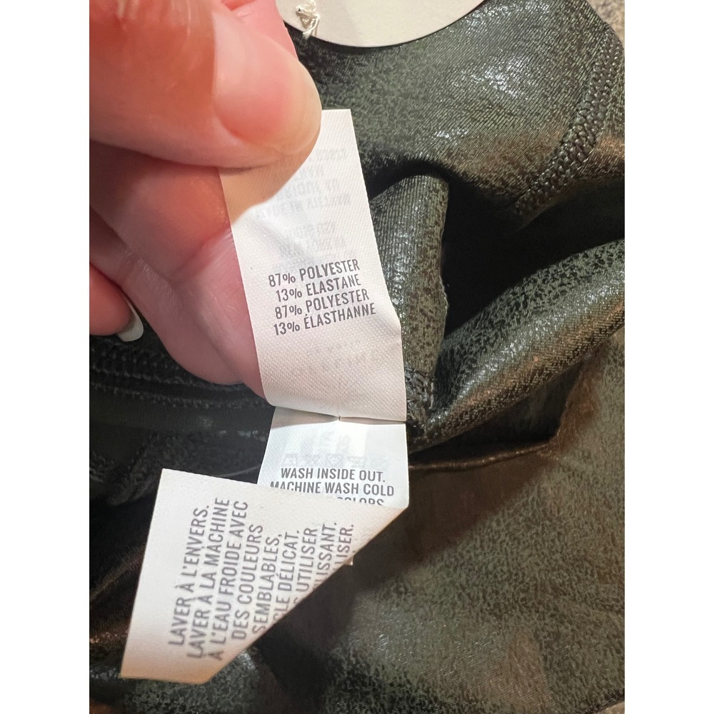 OFFLINE by Aerie Green Crackle Metallic Faux Leather Leggings XS NEW edgy snake - Picture 5 of 7